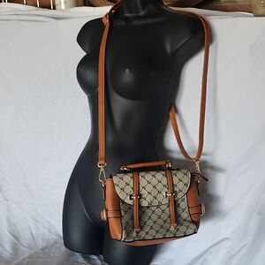 Brown and Beige Women's Bag (can be converted to a backpack)